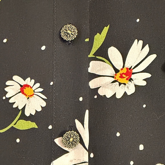 The Kooples 100% silk button front daisy print shirt blouse top M - Picture 10 of 10